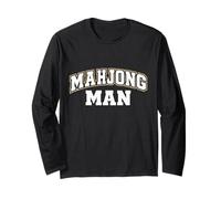 Majhong Man Funny Mahjong Player Design for Men Mahj Long Sleeve T-Shirt