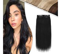Majik Human Hair Short Straight Seamless Volumizer Cover Patches Extension for Women, 6 Inch, Jet Black, Set of 2 Pcs