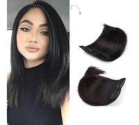Majik Invisible Side Hair Cover Up Seamless Human Hair Volumizer Hair Patches for Women, 4 Inch, Medium Brown, Set of 2 Pcs