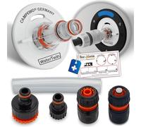 MaJoCompTec® WATERTWIN Tank Cap with Water Connection | Water Tank Cap, Filling Adapter for Water Filler Nozzle | Motorhome Caravan Accessories (Pro Version with Filter + Starter Set, Adapter 3-PIN D