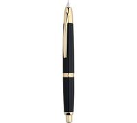 Majohn A1 Press Fountain Pen Fine Nib with Box, Retractable Black Metal Ink Pen with Converter Writing Set (Golden Clip Version)