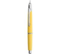 Majohn A2 Press Fountain Pen Extra Fine Nib with Box, Retractable Yellow Resin Ink Pen with Converter Writing Pen Set (Silver Clip Version）