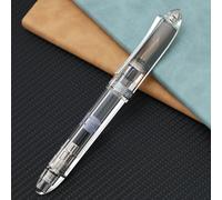 Majohn V60 Piston Fountain Pen Extra Fine Nib, Transparent White Resin Triangular Writing Office Pen with Gift Box