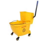 MAJONMMERD 24L Commercial Mop Bucket, PP Side Press Wringer Mop Bucket with Wheels, 4 Universal Casters, Mobile Floor Cleaning Cart for Restaurant Office Industrial Use