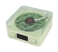 MAJONMMERD Bluetooth Speaker Record Player Style Clock Speaker Mini with Time Display 3 in 1 Wireless Night Light Loud Volume Rich Bass for Bedroom Office Girls (Green)