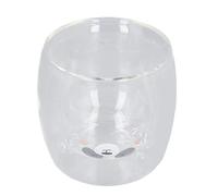 MAJONMMERD Cute Double Wall Glass Mug, High Borosilicate Double Wall Coffee Cup 250ml Bear Shape Heat Resistant Coffee Glass Cup for Home Office Library Shop Use (Smile Bear)
