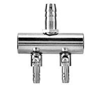 MAJONMMERD Stainless Steel Aquarium Air Splitter with Control Valve, 8mm to 4mm Air Hose Adapter for Aquarium Oxygen Pump and Fish Tank Aeration System (8 to 4mm two-hole splitter head)
