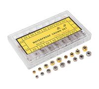 MAJONMMERD Watch Crown Spare Parts Watch Repair Kit Repair Tool Set Accessories 140PCS Stainless Steel Mixed Size Crown Accessories with 18 Compartment Storage Box for