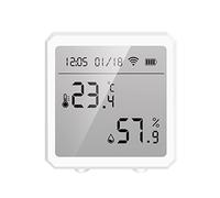 MAJONMMERD WiFi BT Temperature Humidity Detector, ABS LCD Indoor Sensor with High Low Alarm, Real Time Monitoring and Home Support for Bedroom Nursery Office (White)