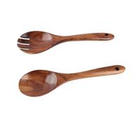 MAJONMMERD Wooden Salad Servers 26.8cm Reusable Spoon Fork Set (As Shown) | Wood Material, Outdoor Dining, Kitchen Restaurant Patio Campsite Use, Reusable Serving Utensils, Easy Care