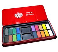 Major Brushes Artist Watercolour Paint Tin 18 Blocks Red Metal Lid