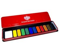 Major Brushes Artist Watercolour Red Paint Tin 12 Blocks
