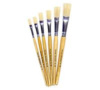Major Brushes Assorted Hog Bristle Short Flat Tip Brushes - Set of 6