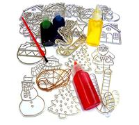 Major Brushes Christmas Plastic Stained Glass Decorations Paint Set Including Paint - Set of 24