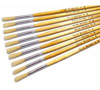 Major Brushes Hog Bristle Long Round Brushes Size 8 - Pack of 10