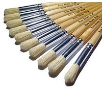 Major Brushes Hog Bristle Short Round Brushes Size 16 Pack of 10