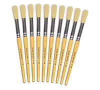Major Brushes Hog Bristle Short Round Brushes Size 18 Pack of 10