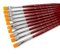 Major Brushes Orange Flat Synthetic Sable Brushes 1/4" (6mm) - Set of 10