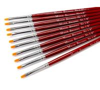 Major Brushes Orange Flat Synthetic Sable Brushes 1/8" (3mm) - Set of 10