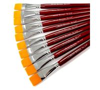 Major Brushes Orange Flat Synthetic Sable Brushes 3/4" (19mm) - Set of 10