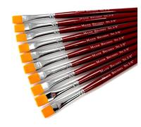 Major Brushes Orange Flat Synthetic Sable Brushes 3/8" (9.5mm) - Set of 10