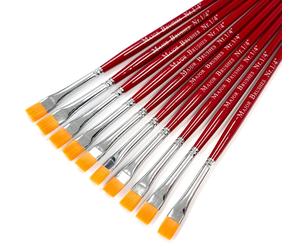 Major Brushes Orange Flat Synthetic Sable Brushes