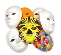 Major Brushes Plain White Cane Fibre Face Masks Biodegradable Fancy Dress Paper Mache Lot Arts & Craft (20 Masks)