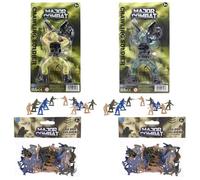Major Combat Toy Crawling Soldier Action Figure Twin Pack with 100 Miniature Toy Soldiers