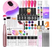 Major Dijit Acrylic Nail Set with Nail Cutter - Complete Starter Set for Beginners White & Pink & Clear Acrylic Powder, 6 Gel Varnishes, UV LED Lamp, Nail Art Decorations & Professional Tools