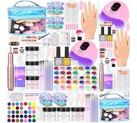 Major Dijit Acrylic Nails Starter Set with LED UV Lamp Acrylic Powder, Nail Cutter, Nail Design Set, Nail Brush, Nail Tips, Topcoat & Basecoat - Complete Set Manicure at Home