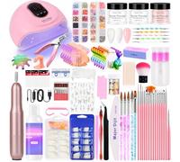 Major Dijit Nail Set for Acrylic Nails with UV Light, Starter Kit with Acrylic Powder, Electric Nail Cutter, Accessories & Decoration, Complete Set for Beginners and Home Salon (Transparent/White/Nude