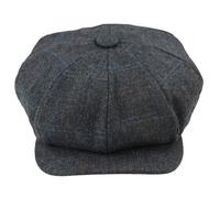 Major Men's 8 Panel Razor Baker Boy Hat Wool Tweed Blinders Newsboy Flat Cap - Grey - Large
