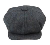 Major Men's 8 Panel Razor Baker Boy Hat Wool Tweed Blinders Newsboy Flat Cap - Grey - Small