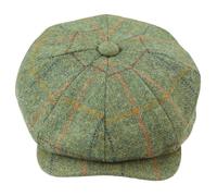 Major Men's 8 Panel Razor Hat Tweed Blinders Newsboy Green Check Flat Cap - Green - Large