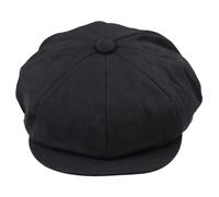 Major Men's 8 Panel Razor Summer Baker Boy Hat Cotton Blinders Newsboy Flat Cap Shelby - Black - S/M