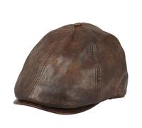Major Men's PU Leather Gatsby Duckbill Flat Cap - Brown - One Size