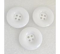 MajorCrafts 10pcs 38mm 4 Holes Large Round Resin Thick Edge Rimmed Sewing Buttons (White)
