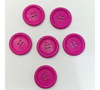 MajorCrafts® 12pcs 30mm 4 Holes Large Round Wooden Sewing Buttons Needlework Embellishments (Hot Pink)