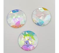 MajorCrafts® 12pcs 30mm Crystal AB Star Facets Flat Back Large Round Acrylic Rhinestones Craft Gems A17