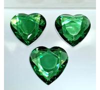 MajorCrafts 12pcs 30mm Flat Back Large Heart Acrylic Rhinestones Craft Gems (Emerald Green)