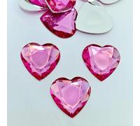 MajorCrafts 12pcs 30mm Flat Back Large Heart Acrylic Rhinestones Craft Gems (Rose Pink)