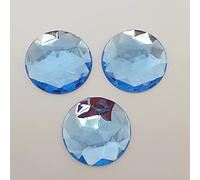 MajorCrafts® 12pcs 30mm Light Blue Star Facets Flat Back Large Round Acrylic Rhinestones Craft Gems A15