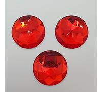 MajorCrafts® 12pcs 30mm Red Siam Star Facets Flat Back Large Round Acrylic Rhinestones Craft Gems A06