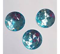 MajorCrafts® 12pcs 30mm Sky Blue Star Facets Flat Back Large Round Acrylic Rhinestones Craft Gems A08