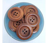 MajorCrafts® 12pcs 40mm Walnut Brown 4 Holes Large Round Wooden Sewing Buttons Needlework Embellishments