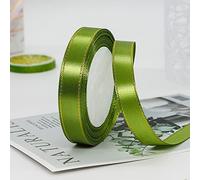 MajorCrafts® 15mm 22metres Single-Faced Satin Fabric Ribbon Roll with Gold Edge Trim (Lime Green R95)