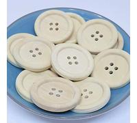 MajorCrafts® 16pcs 30mm Plain Light Brown 4 Holes Round Wood Large Sewing Buttons Needlework Arts and Crafts Embellishments
