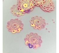 MajorCrafts 18mm 40grams 350pcs Metallic Flower Sew-On PVC Sequins (Light Pink AB)