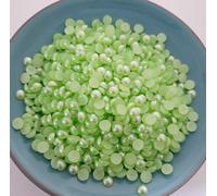 MajorCrafts 2000pcs 4mm Flat Back Half Round Resin Pearls Arts and Crafts Gems (Light Green C30)