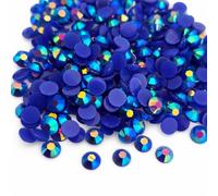 MajorCrafts 2000pcs 4mm ss16 Jelly AB Flat Back Round 14 Facets Resin Rhinestones Arts and Crafts Embellishment Gems (Dark Blue AB C77)